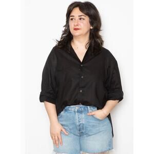 GOOD COMPANY OS S M L Party in the Back Black Button Front Shirt Top Linen